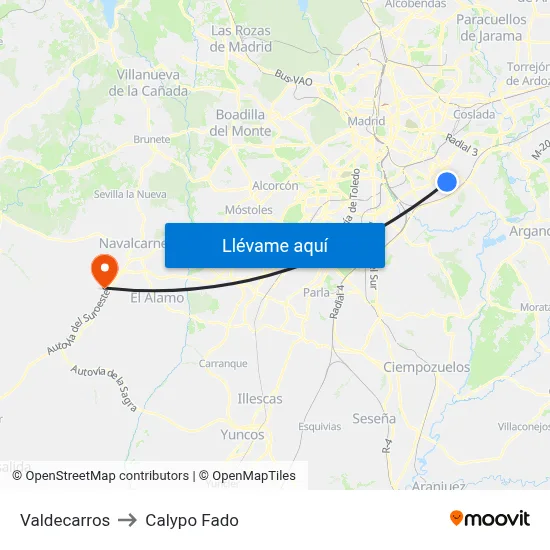 Valdecarros to Calypo Fado map