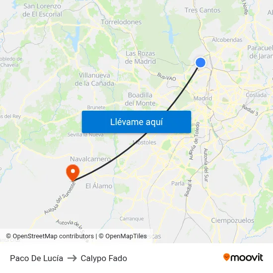Paco De Lucía to Calypo Fado map