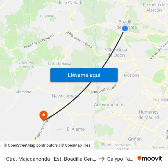 Ctra. Majadahonda - Est. Boadilla Centro to Calypo Fado map