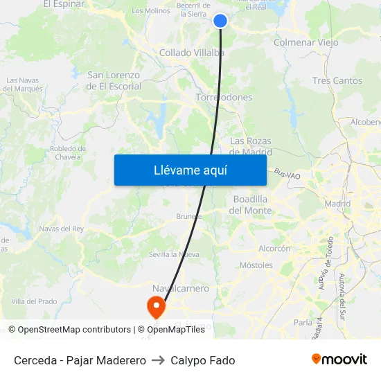 Cerceda - Pajar Maderero to Calypo Fado map