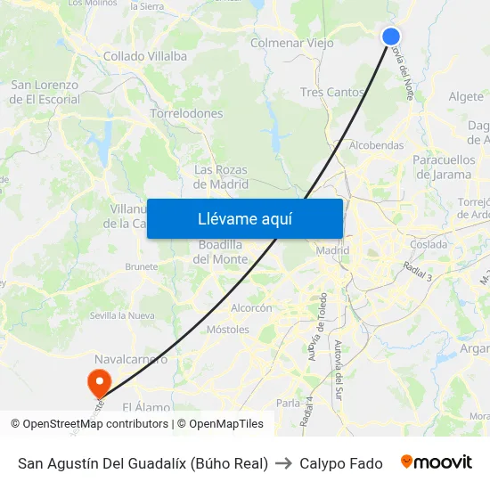 San Agustín Del Guadalíx (Búho Real) to Calypo Fado map
