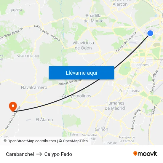 Carabanchel to Calypo Fado map
