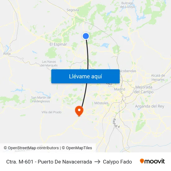 Ctra. M-601 - Puerto De Navacerrada to Calypo Fado map