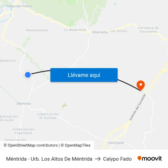 Méntrida - Urb. Los Altos De Méntrida to Calypo Fado map