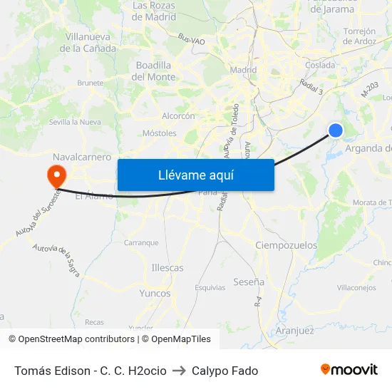 Tomás Edison - C. C. H2ocio to Calypo Fado map