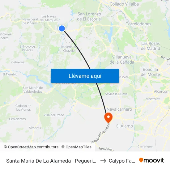 Santa María De La Alameda - Peguerinos to Calypo Fado map