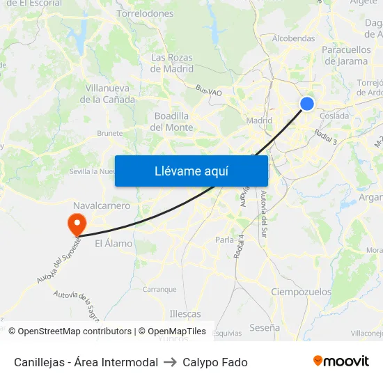 Canillejas - Área Intermodal to Calypo Fado map