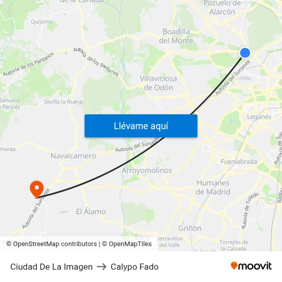 Ciudad De La Imagen to Calypo Fado map
