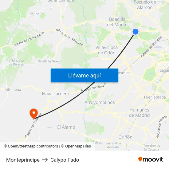 Montepríncipe to Calypo Fado map