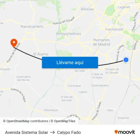 Avenida Sistema Solar to Calypo Fado map
