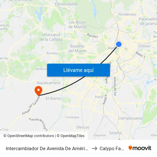 Intercambiador De Avenida De América to Calypo Fado map