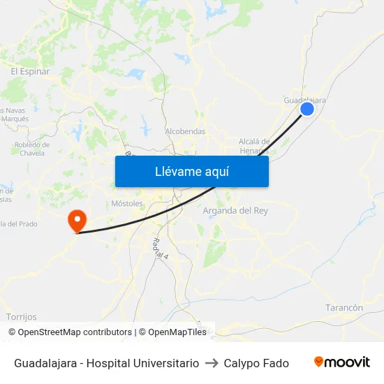 Guadalajara - Hospital Universitario to Calypo Fado map