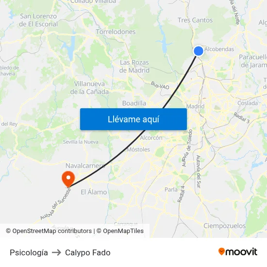 Psicología to Calypo Fado map