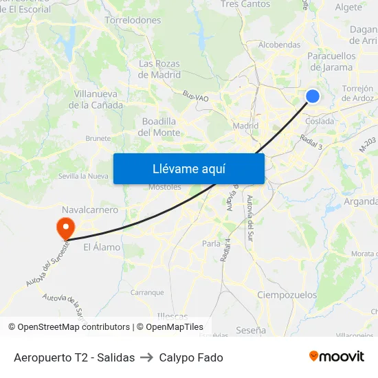 Aeropuerto T2 - Salidas to Calypo Fado map