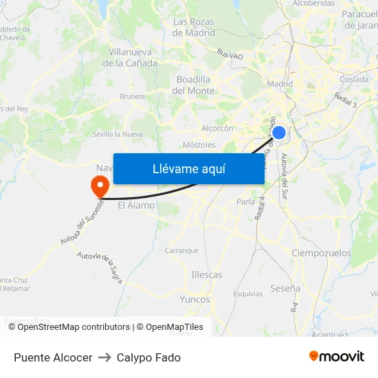 Puente Alcocer to Calypo Fado map
