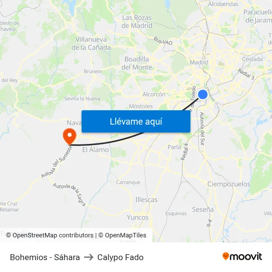 Bohemios - Sáhara to Calypo Fado map