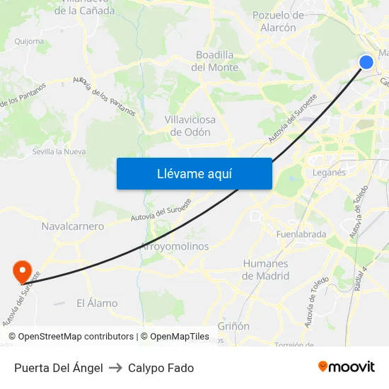 Puerta Del Ángel to Calypo Fado map