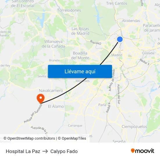 Hospital La Paz to Calypo Fado map