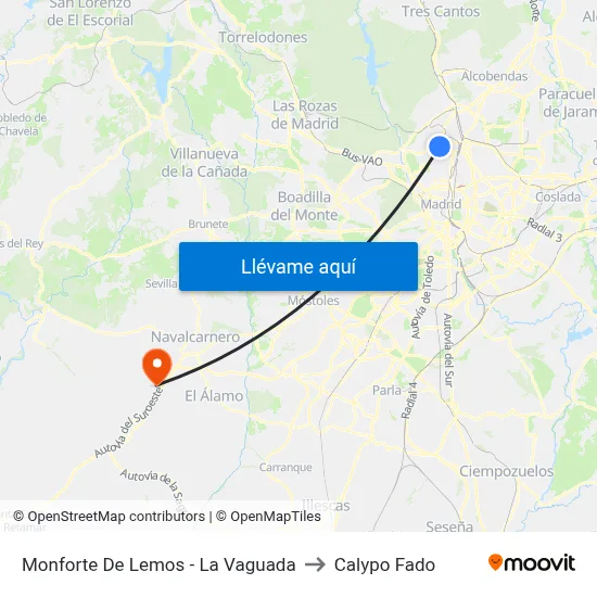 Monforte De Lemos - La Vaguada to Calypo Fado map