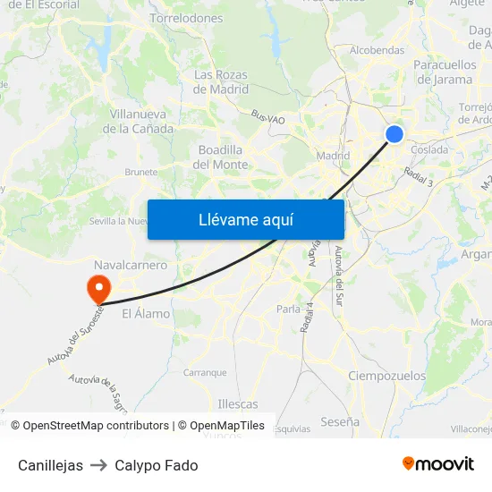 Canillejas to Calypo Fado map