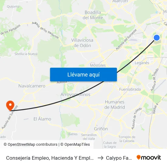 Consejería Empleo, Hacienda Y Empleo to Calypo Fado map