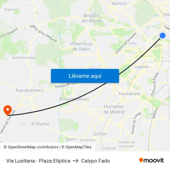 Vía Lusitana - Plaza Elíptica to Calypo Fado map