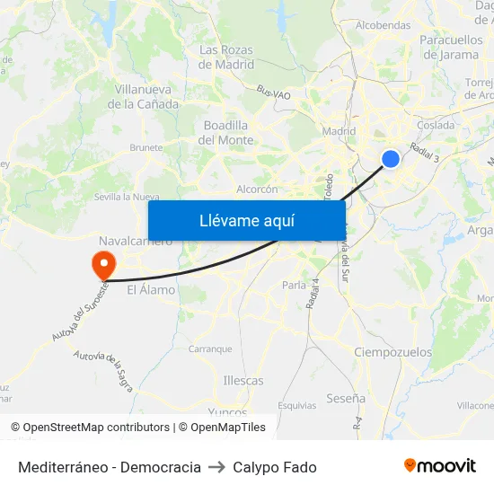 Mediterráneo - Democracia to Calypo Fado map