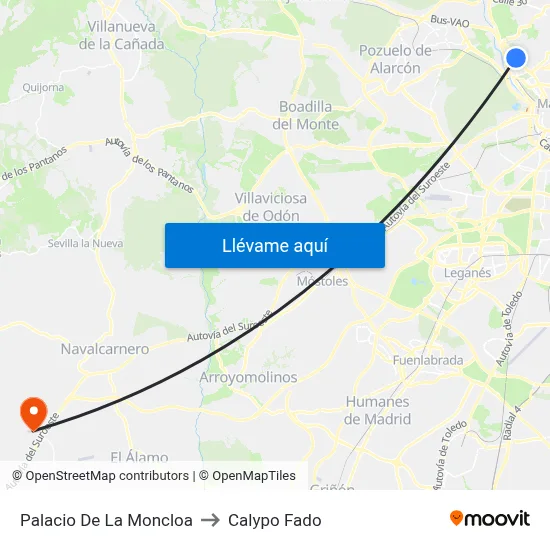 Palacio De La Moncloa to Calypo Fado map