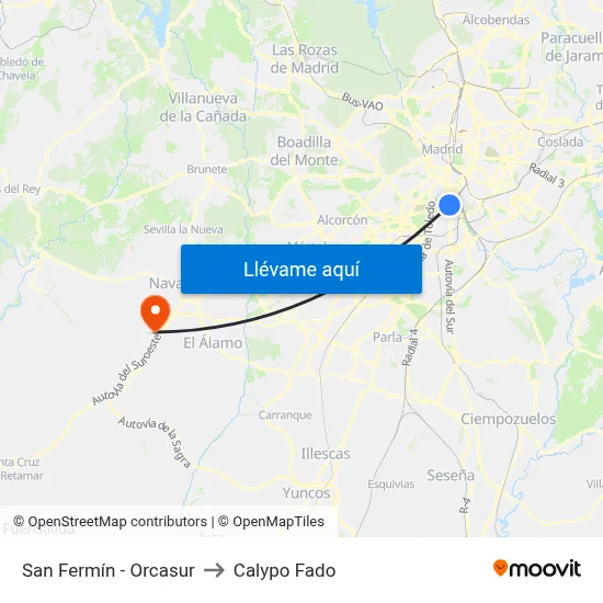 San Fermín - Orcasur to Calypo Fado map