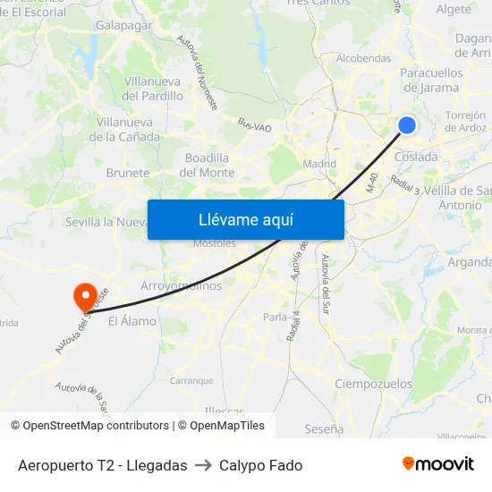 Aeropuerto T2 - Llegadas to Calypo Fado map