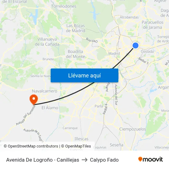 Avenida De Logroño - Canillejas to Calypo Fado map