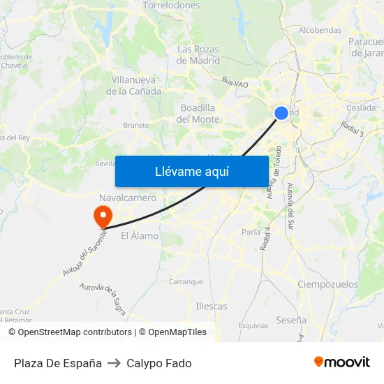 Plaza De España to Calypo Fado map