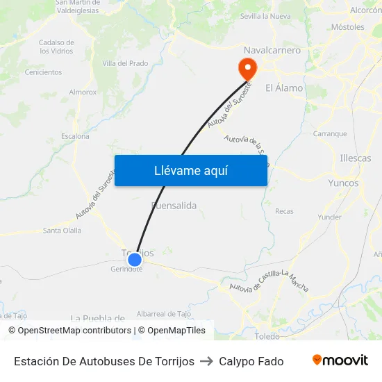 Estación De Autobuses De Torrijos to Calypo Fado map