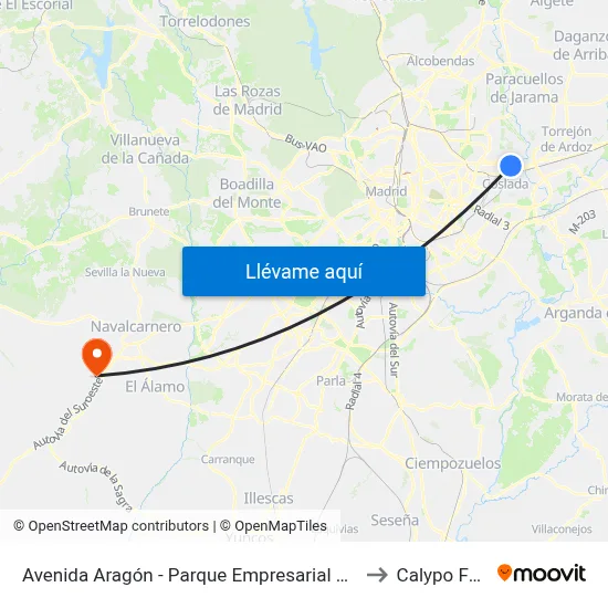 Avenida Aragón - Parque Empresarial Pegaso to Calypo Fado map