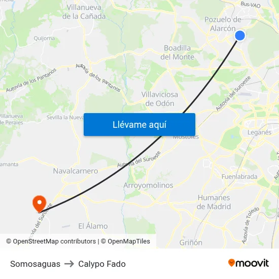 Somosaguas to Calypo Fado map