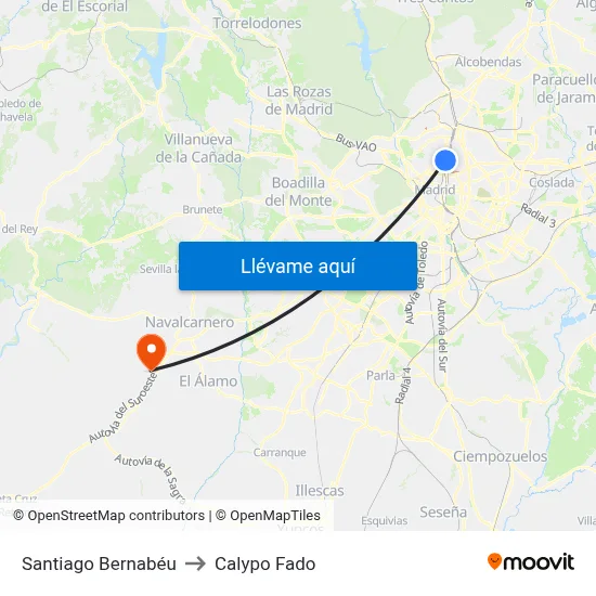 Santiago Bernabéu to Calypo Fado map