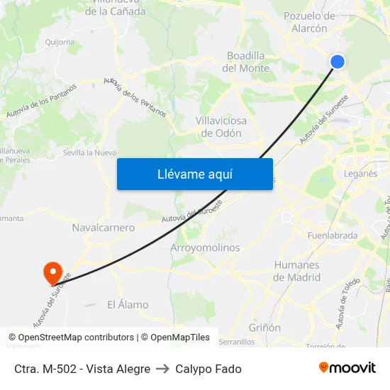 Ctra. M-502 - Vista Alegre to Calypo Fado map