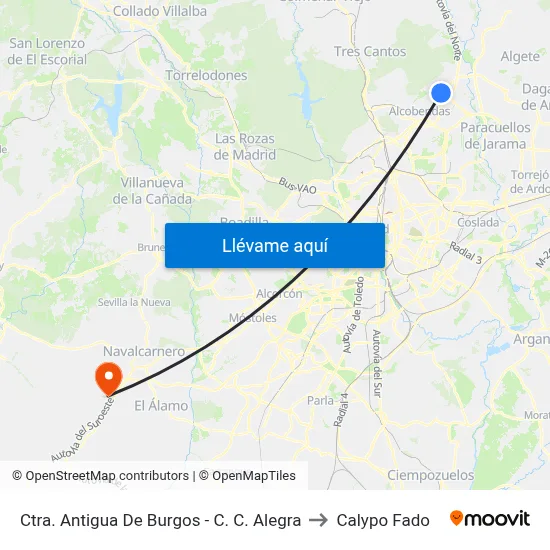 Ctra. Antigua De Burgos - C. C. Alegra to Calypo Fado map