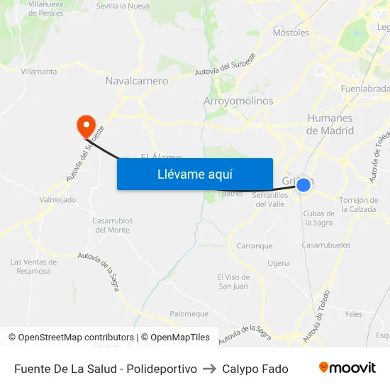 Fuente De La Salud - Polideportivo to Calypo Fado map