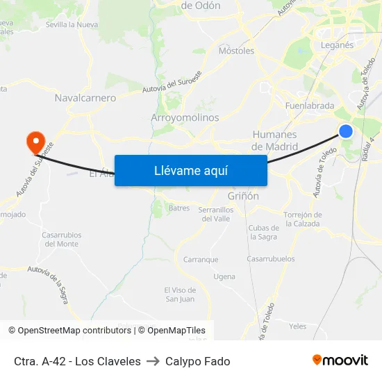 Ctra. A-42 - Los Claveles to Calypo Fado map