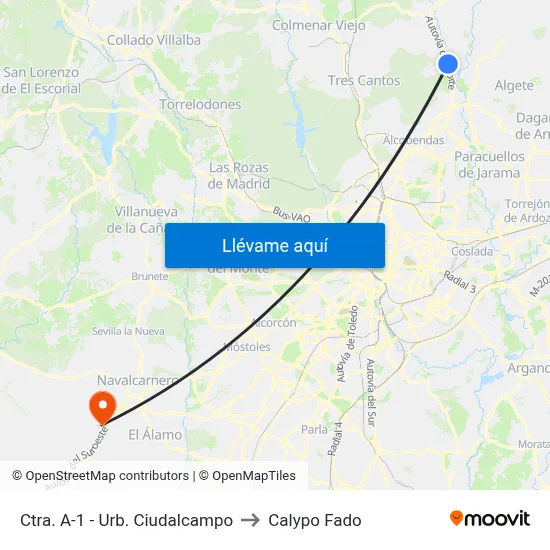 Ctra. A-1 - Urb. Ciudalcampo to Calypo Fado map