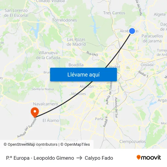 P.º Europa - Leopoldo Gimeno to Calypo Fado map
