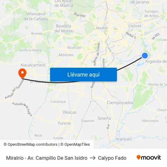 Miralrío - Av. Campillo De San Isidro to Calypo Fado map