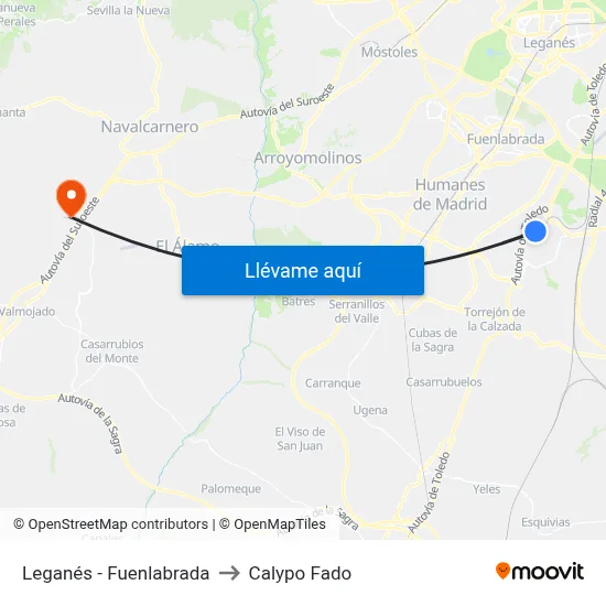 Leganés - Fuenlabrada to Calypo Fado map