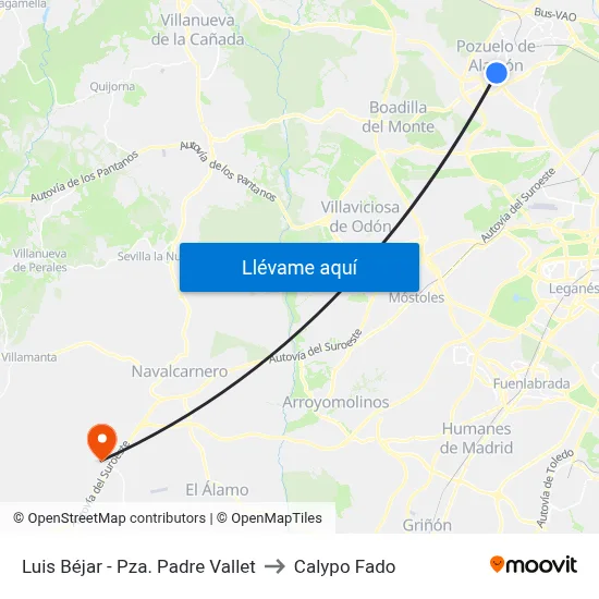 Luis Béjar - Pza. Padre Vallet to Calypo Fado map
