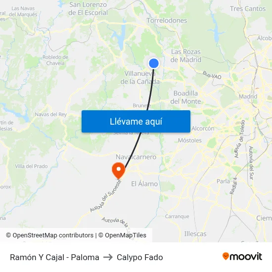 Ramón Y Cajal - Paloma to Calypo Fado map
