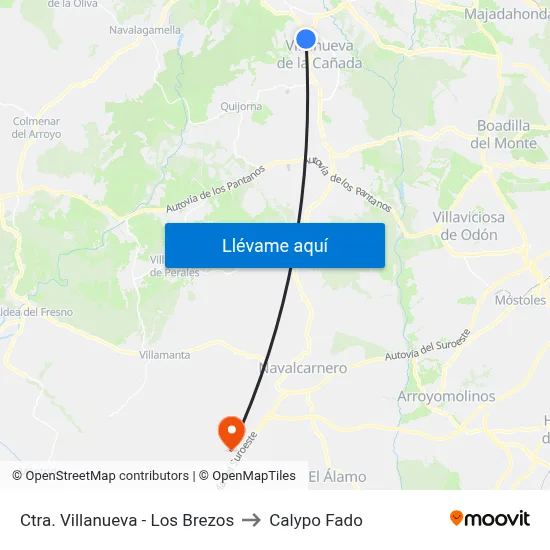 Ctra. Villanueva - Los Brezos to Calypo Fado map