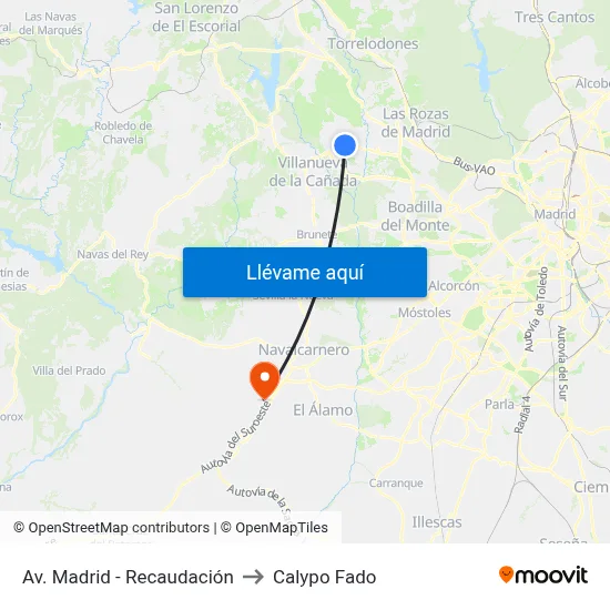 Av. Madrid - Recaudación to Calypo Fado map