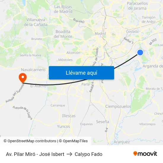 Av. Pilar Miró - José Isbert to Calypo Fado map