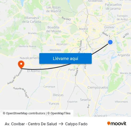 Av. Covibar - Centro De Salud to Calypo Fado map